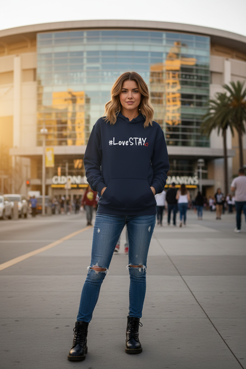 LoveSTAY Hoodie Navy Front